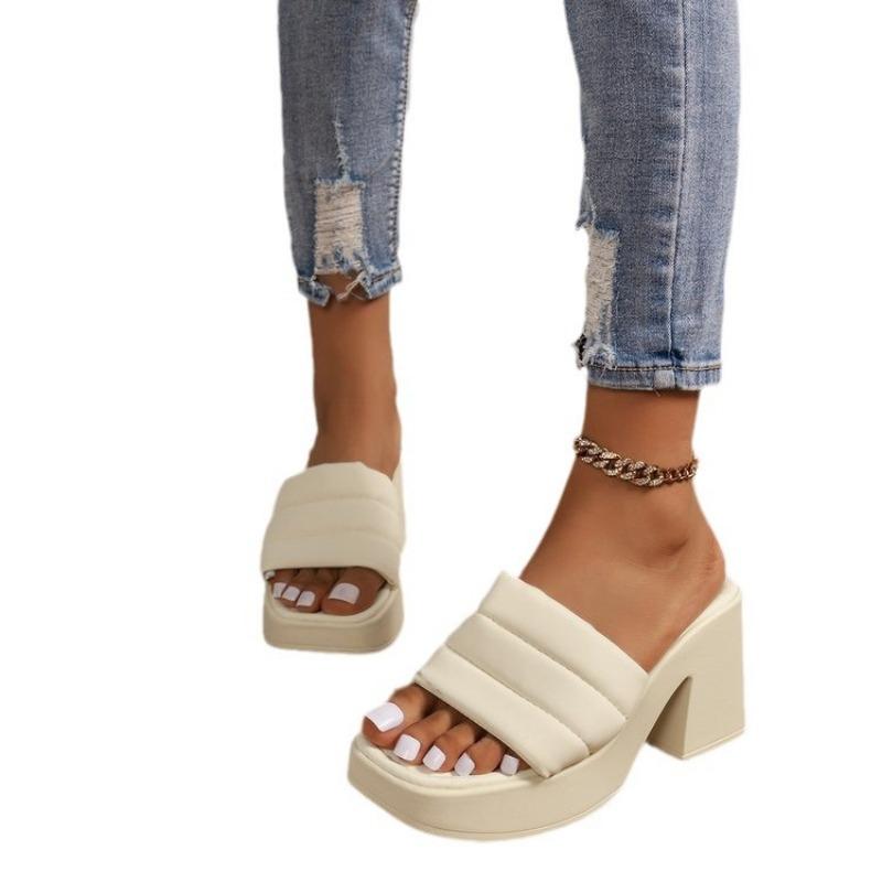Водонепроницаемые шлепанцы на толстой подошве, модные женские шлепанцы для улицы, новая женская обувь на толстом высоком каблуке