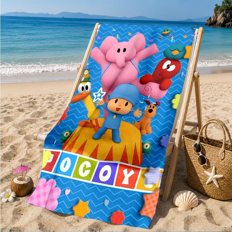 Pocoyo's Colorful Adventure Beach Towel, Quick-drying, Easy to Care for, Suitable for Both Fitness and Beach Vacations,Sports Essential