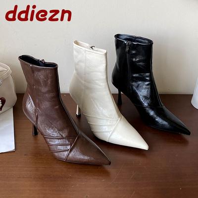 Модные женские туфли на каблуке, туфли для вечеринки, женские современные ботильоны, модные женские короткие ботинки с молниями, туфли-лодочки