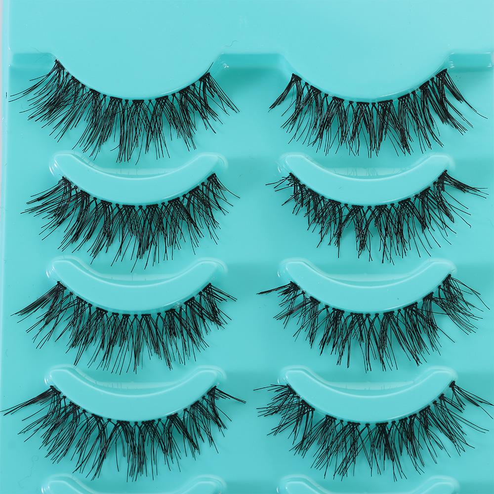 5 Pairs Makeup Long Cross Thick Black Eye Lashes Extension False Eyelashes Handmade