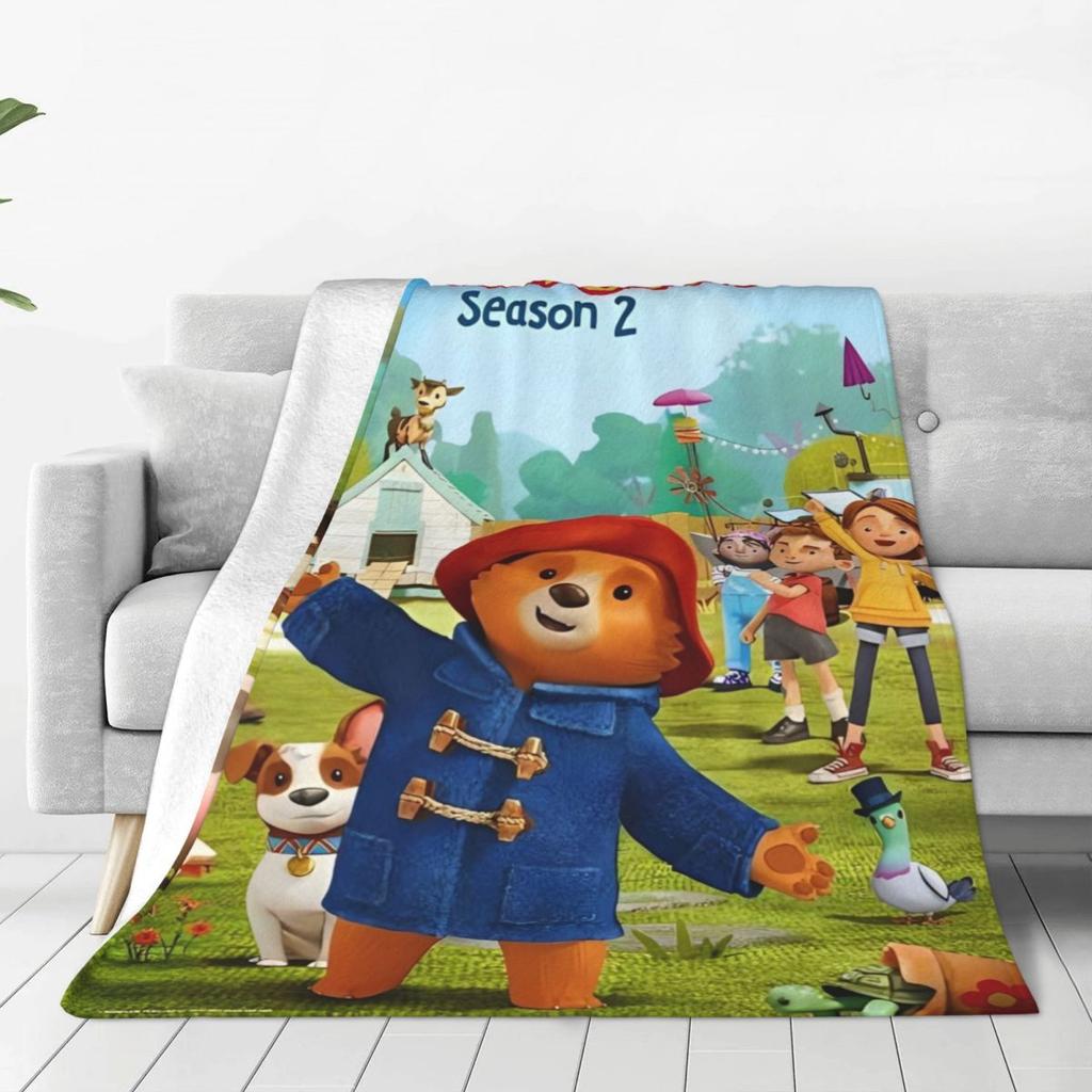 Britain Paddington Brown Bear Warm Blanket Cute Movie Cartoon Travel Plush Throw Blanket Flannel Bedspread Sofa Bed Cover