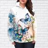 Womens Fashion Dragonfly Rose Print Loose Hoodie Tops Blouse Sweatshirt Casual Long Sleeve Pullover Tops