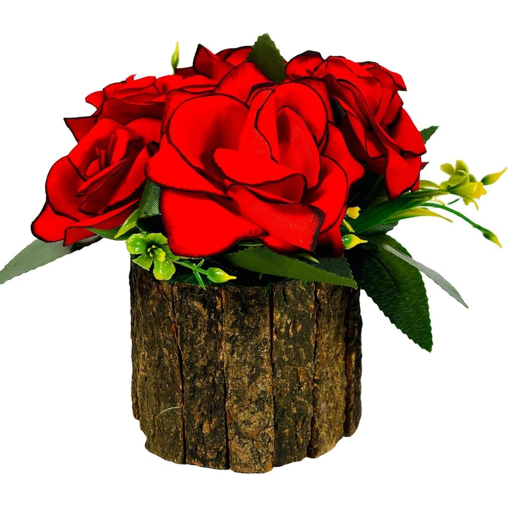 Small Artificial Silk Plants Décor For Home, Office Desk, Red Velvet Rose