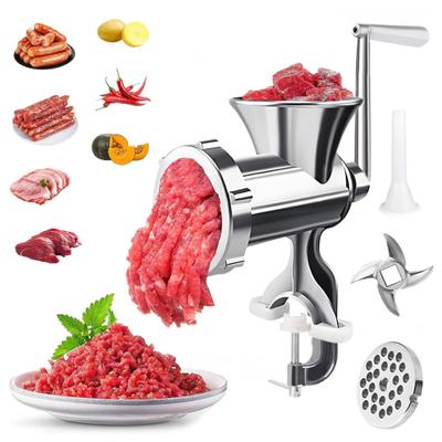 Мясорубка Лезвие из нержавеющей стали Ручная мясорубка 3-в-1 Колбасный шприц Низкий уровень шума Кухонная мясорубка