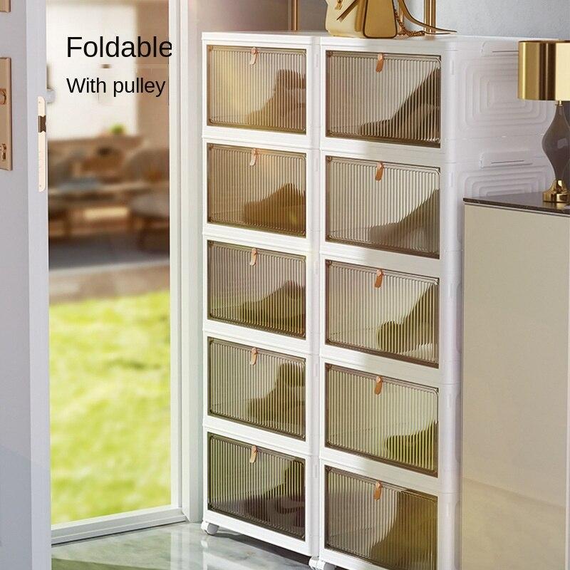 Transparent Shoe Box Folding Shoe Box Storage Box Installation Free Artifact Shoe Rack Dust Proof Dormitory Assembly Plastic Simple Shoe Cabinet