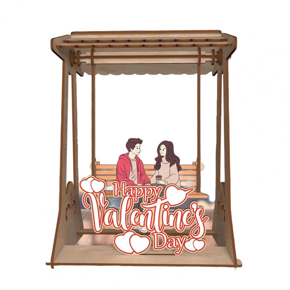 Valentine’s Day Wood Decoration Rustic Swing Chair Couple Ornament Handmade Farmhouse Table Sign Valentine's Day Anniversary
