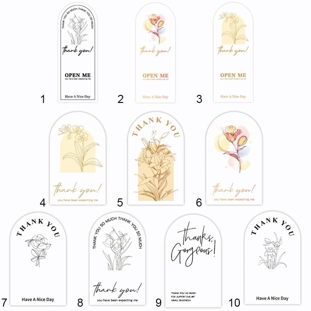 50PCS Commodity Packaging Thanks Decals Floral Pattern Flower Sealing Labels Party