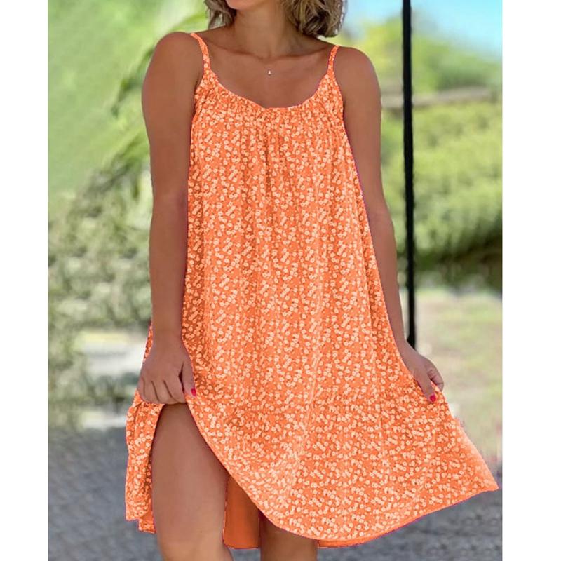 Женская модная одежда, повседневное летнее платье без рукавов с глубоким v-образным вырезом для женщин, пляжные платья с цветочным принтом, женские свободные мини-юбки для вечеринок, большие размеры