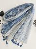Bohemian Cotton Linen Scarf with Handmade Beads and Tassels - Women's Summer Sun Protection Shawl