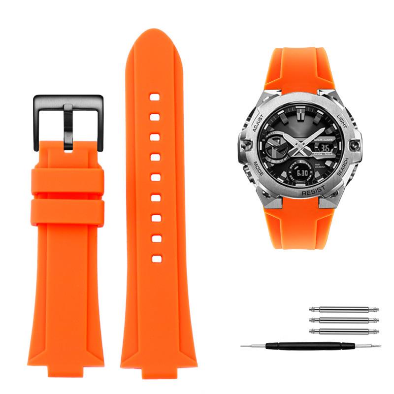 Classic Convex Mouth Silicone Watchband For Casio G-SHOCK Steel Heart GST-B400 Men's Sports Waterproof Rubber Strap Bracelet Accessories