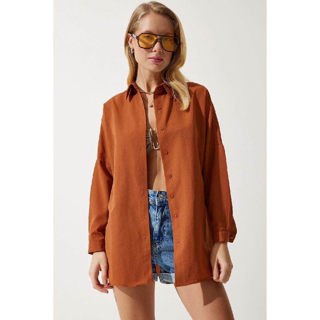 Базовая рубашка Oversize шоколадного цвета