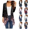 Women's Gradient Print Irregular Three-quarter Sleeve Cardigan With Pocket Jacket