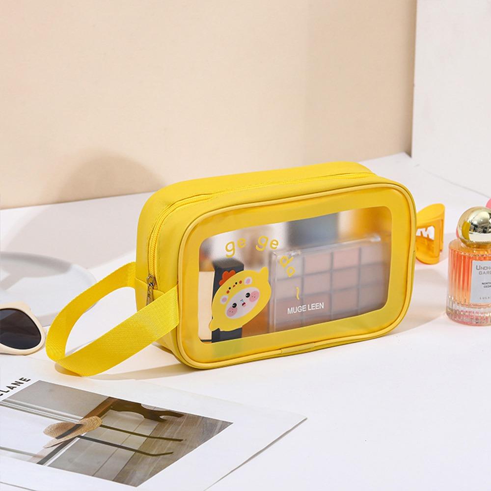 PU Makeup Bag Transparent Cartoon Cosmetic Storage Bag Wet-Dry Separation Large Capacity Travel Toiletry Pouch for Women Girls