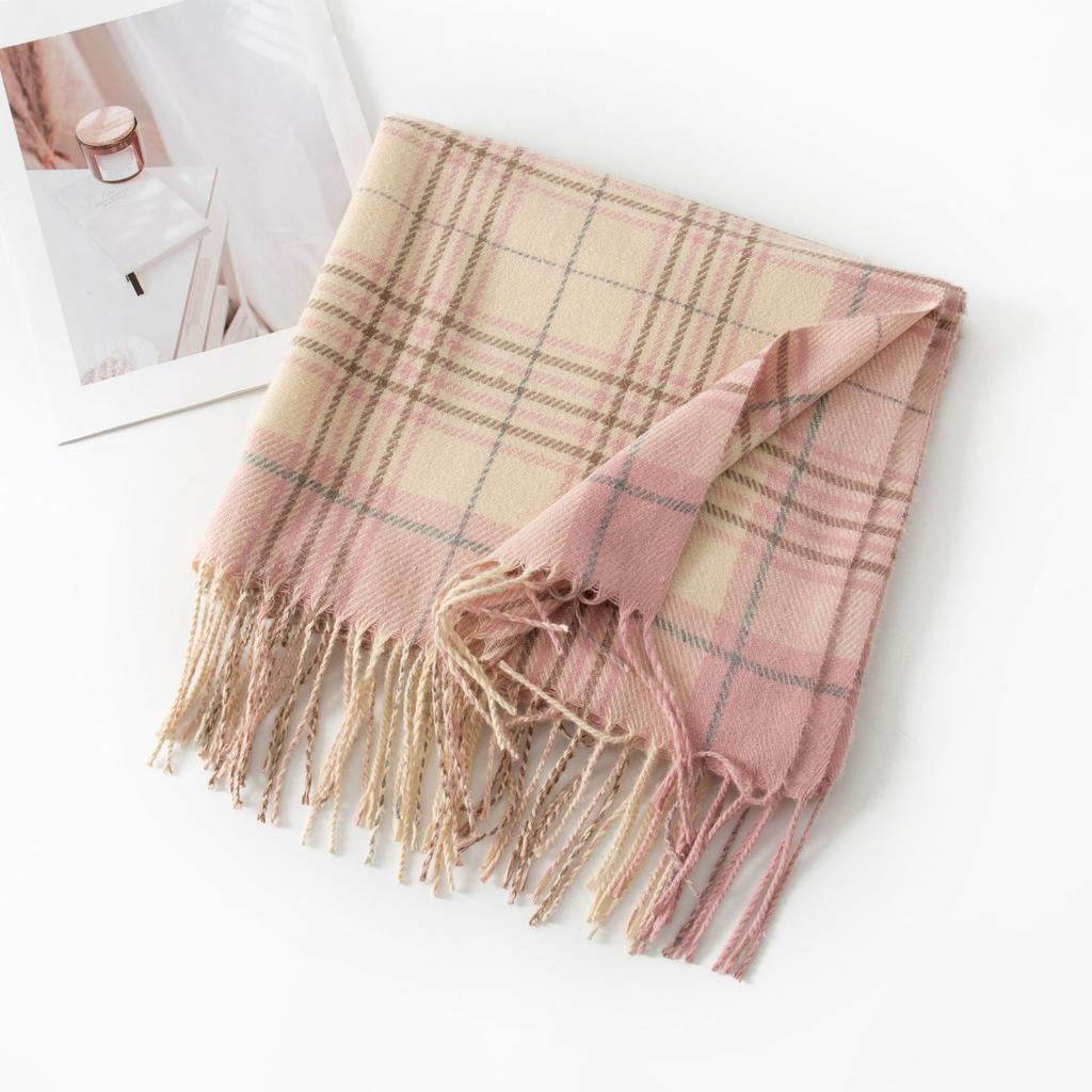 New Korean Imitation Cashmere Scarf High End Versatile Plaid Shawl Couple's Long Winter Warm Scarf