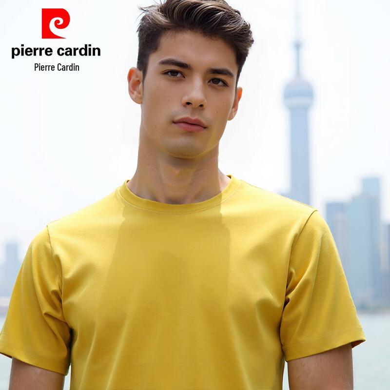 Pierre Cardin Мужская однотонная футболка с коротким рукавом и круглым вырезом, 100% хлопок
