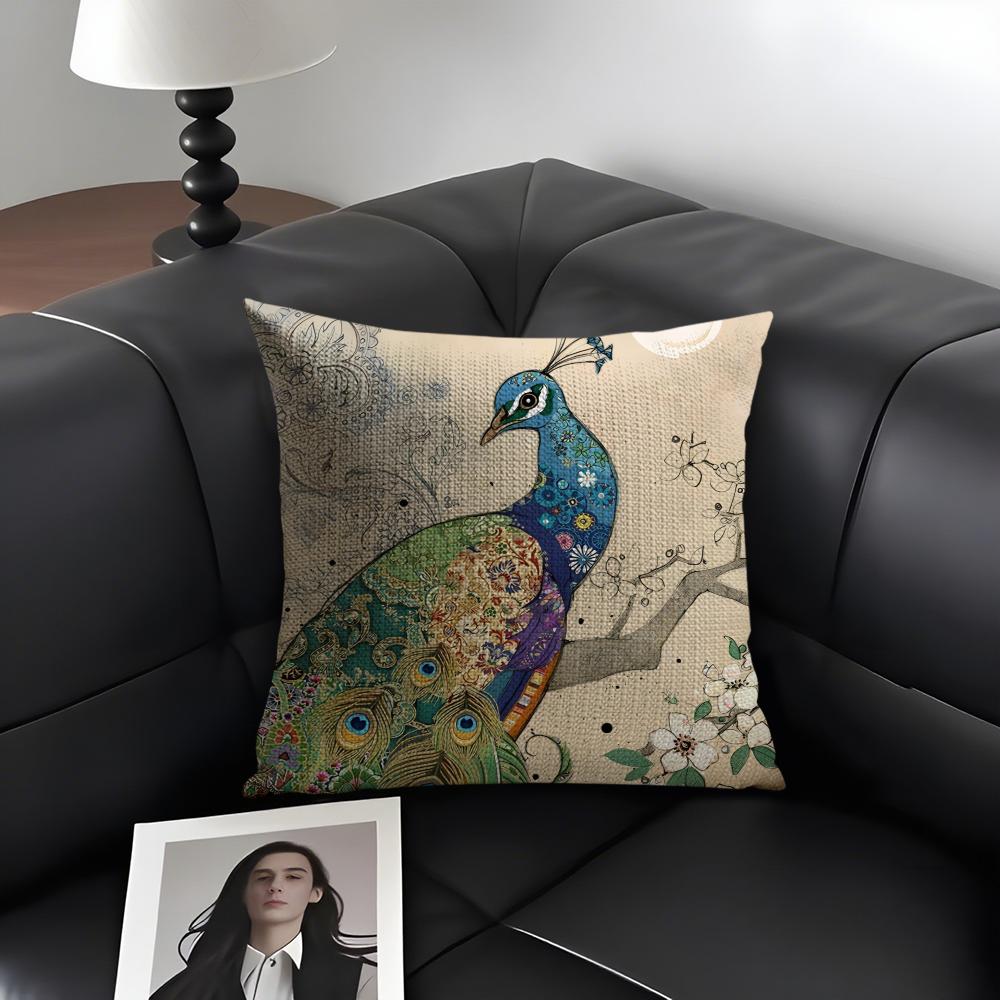 Watercolor Art Pattern Cushion Cover Natural Linen Organic Fabric DoubleSided Printing Sofa Home Decor Gift Pillow Case