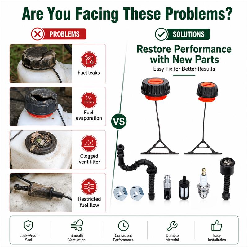 Комплект для Stihl 021 034 036 038 048 034S: Крышка топливного бака, Фильтр топливной линии, Комплект свечей зажигания. Запасные части для бензопилы, Ремонт, Комплект для технического обслуживания