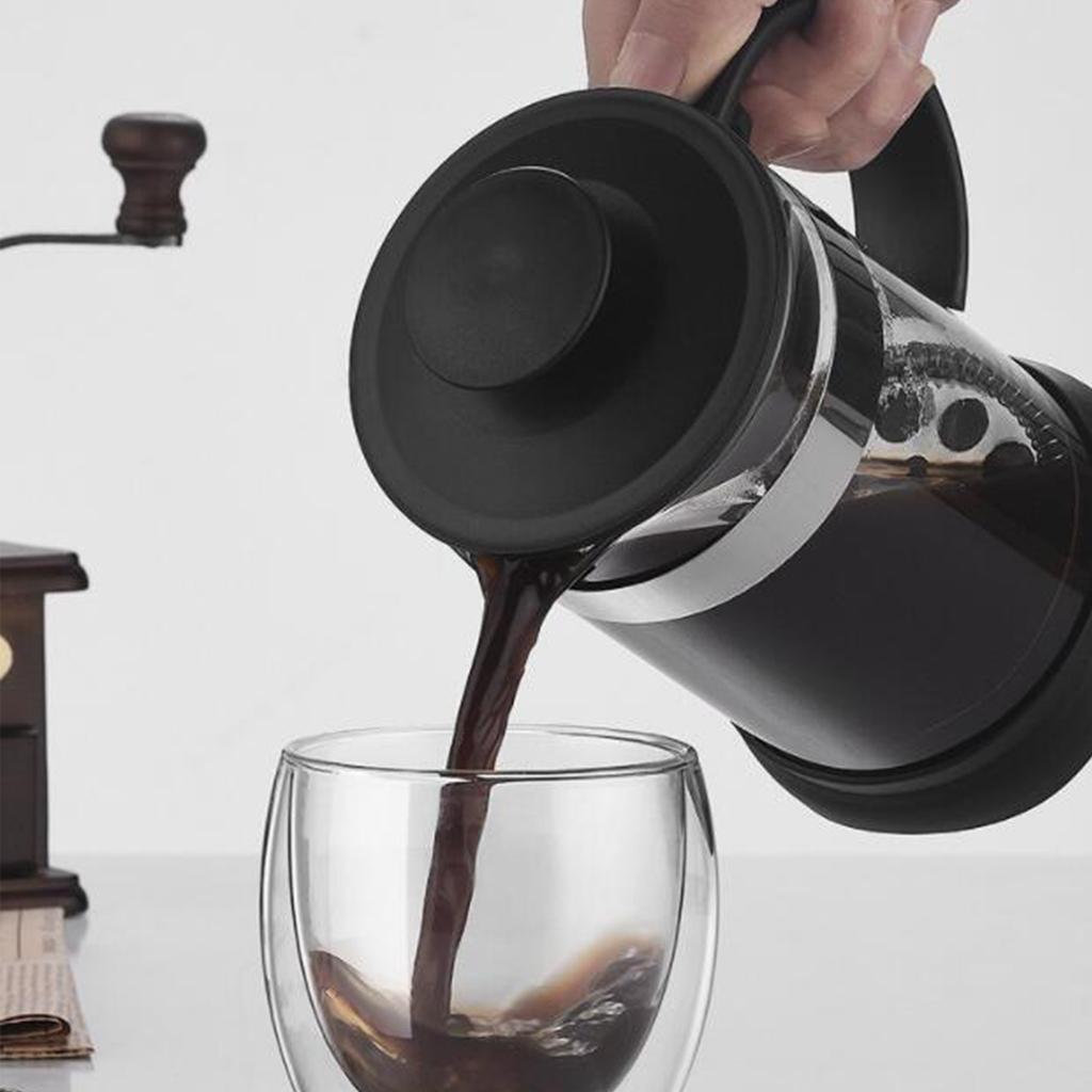 French Press Coffee&Tea Maker Heat Borosilicate Coffee Pot for Home Office High-Density Stainless Steel Filter, 350ml