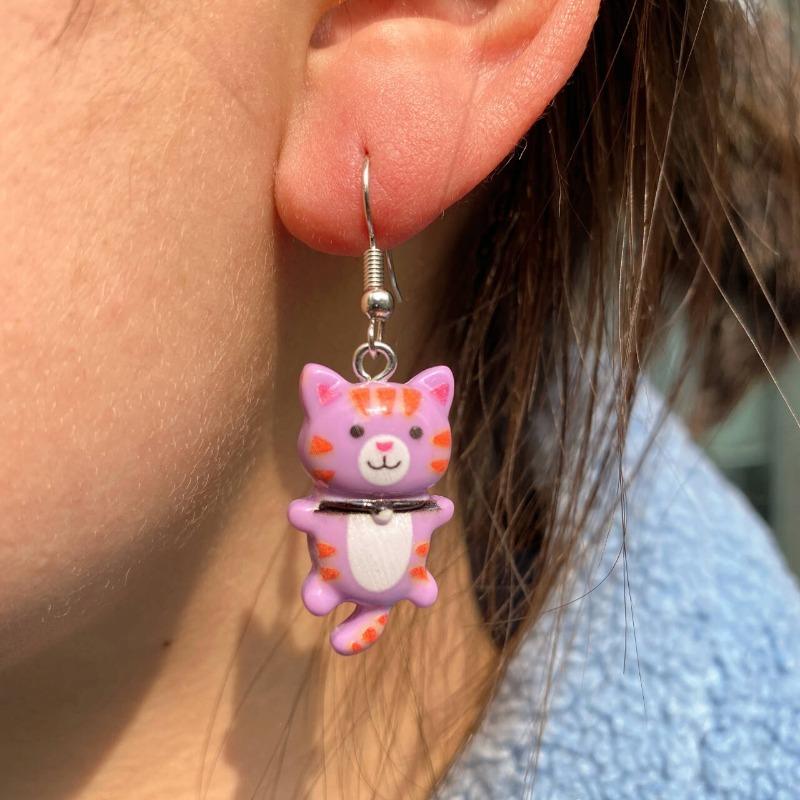 Trendy Cute Resin Cat Ear Hook Cartoon Girl Cat Earrings Sweet and Fresh Colorful Cat Earrings