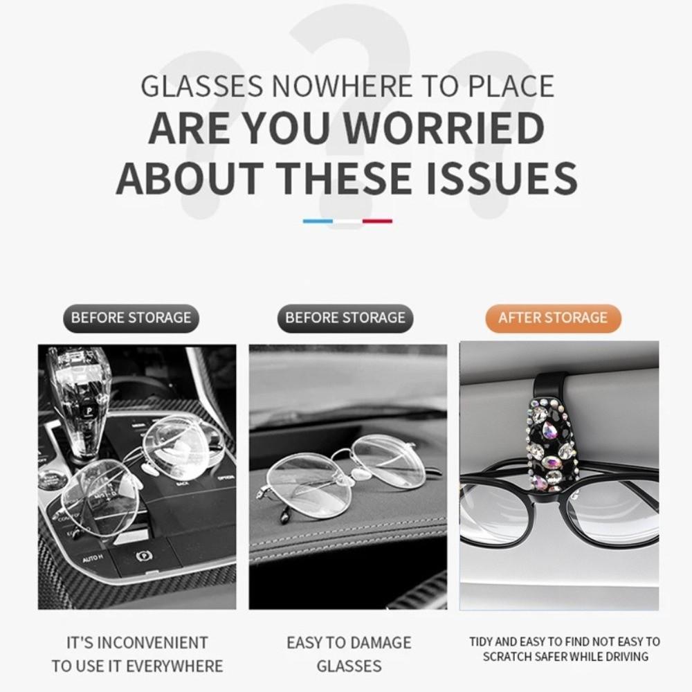 Multifunctional Sunglasses Clip Rhinestone Car Sun Visor Accessories  Driving Accessories