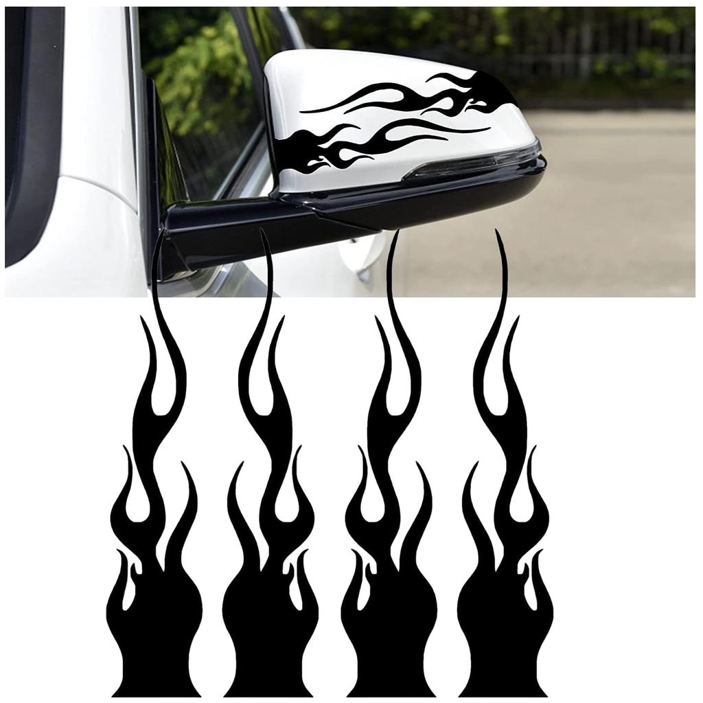 Flames Stickers, 5.9 Inches (15 Cm), Waterproof, Durable, Aurora Color for Car, Bike, Helmet, Bicycle, Safety Custom Decal Sticker (Black)