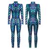 Women's Full Body Suit Cosplay Mermaid Costume Long Sleeve Jumpsuit Festive Leotard One-Piece Bodysuit