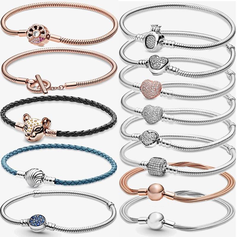 Classic Brilliant Heart and Snake Bracelet Women Bracelet DIY Jewelry Holiday Gift Jewelry