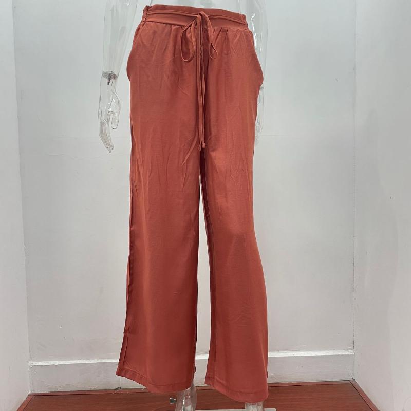 GMXIA Летние женские повседневные брюки с высокой талией, однотонные, с эластичным поясом, свободные широкие брюки