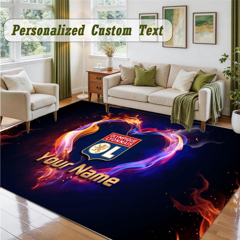 Crystal Velvet Square Rug Custom NameLyon FC Pattern Non Slip Home Floor Decor Rug