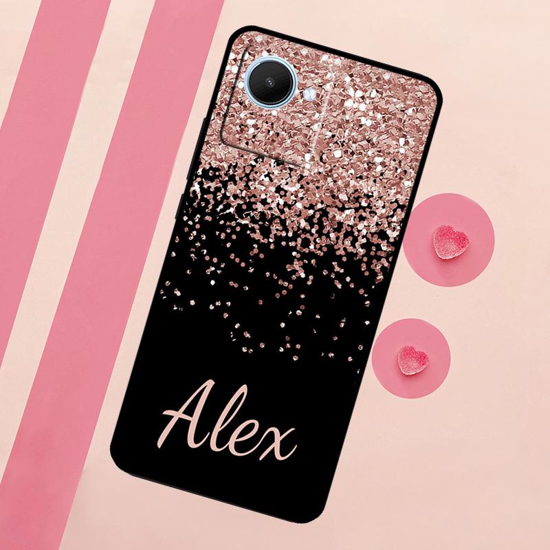 Bling Personalised Name Plating Case For Realme 11 Pro Plus 10 9 GT Neo 5 3 3T C11 C15 C25s C21Y C30 C31 C33 C35 C53 C55