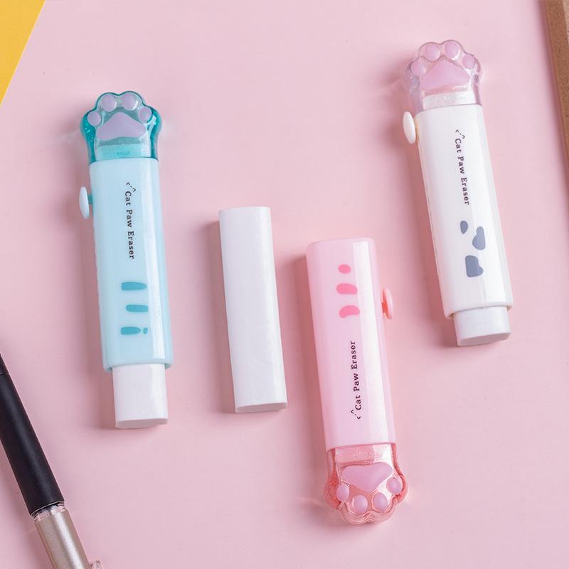Push-pull Cat Paw милый ластик ластик для карандашей для девочек, студенческий резиновый ластик для ручек с героями мультфильмов, детские школьные принадлежности, призы, офисный ластик
