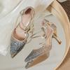 Fashion Comemore Gradient Colour Sequins High-heeled Women Shoes Temperament Crystal Wedding Banquet Pumps Sexy Stiletto Heels Women