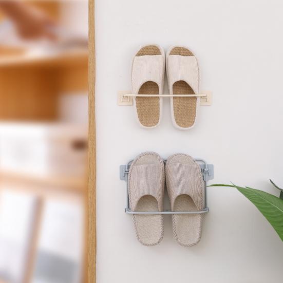 Shoe Rack Foldable Bathroom Slipper Rack Wall Mounted Punch-free Easy Access And Space Saving Shoe Organizer