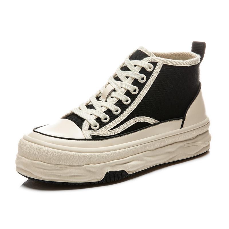 Туфли из парусины с растворимой подошвой, весна 2025, новые повседневные универсальные туфли с высоким берцем на толстой подошве, модные женские туфли на плоской подошве, тренд