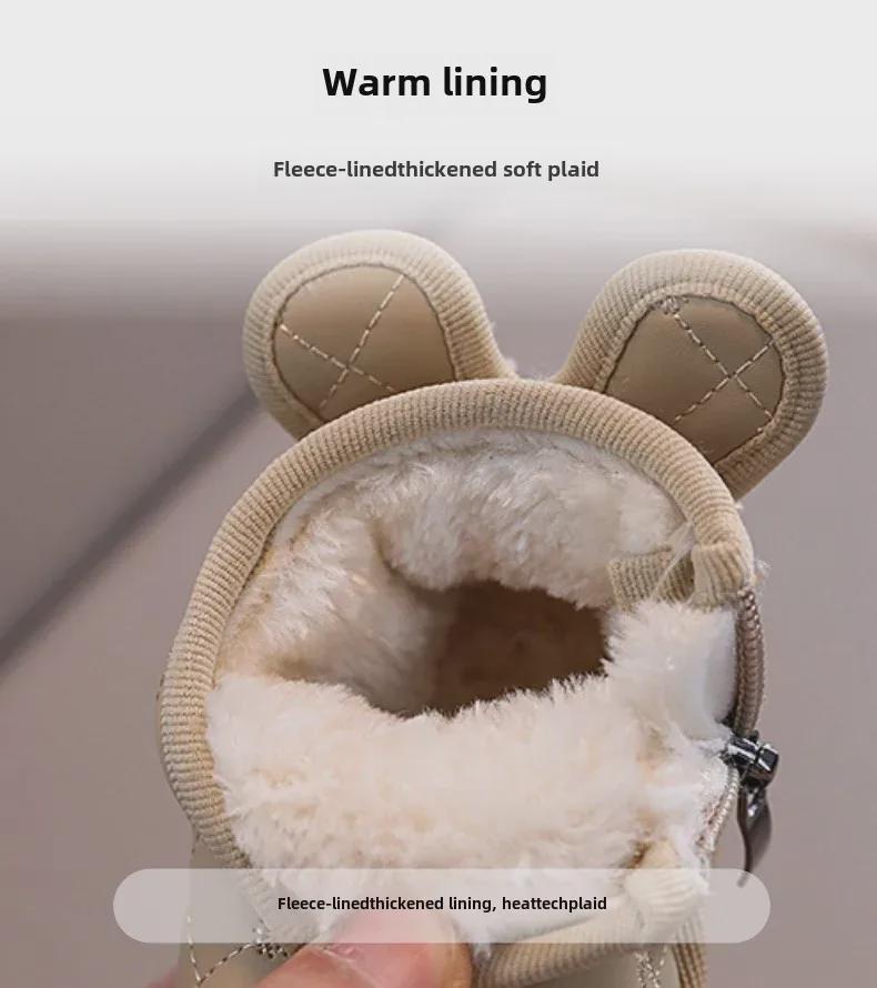 Водонепроницаемые детские зимние ботинки с плюшевой подкладкой, зимняя теплая обувь для малышей, мальчиков и девочек в возрасте от 1 до 6 лет.