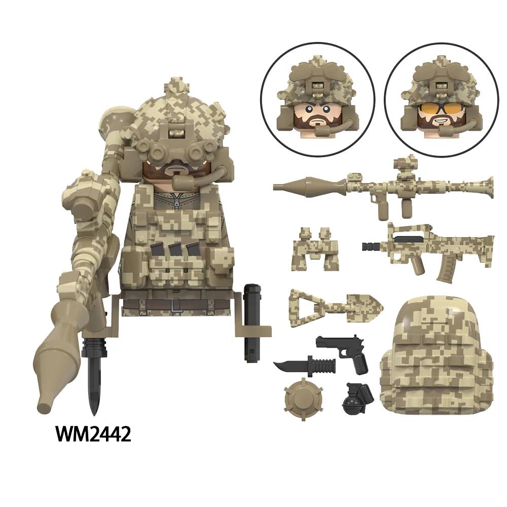 Набор MOC (Модель) Миниатюрные фигурки военных солдатиков в стиле аниме, экшен, Fallout, оружие, роботы-меха, строительные блоки, конструктор, игрушки для детей, подарок
