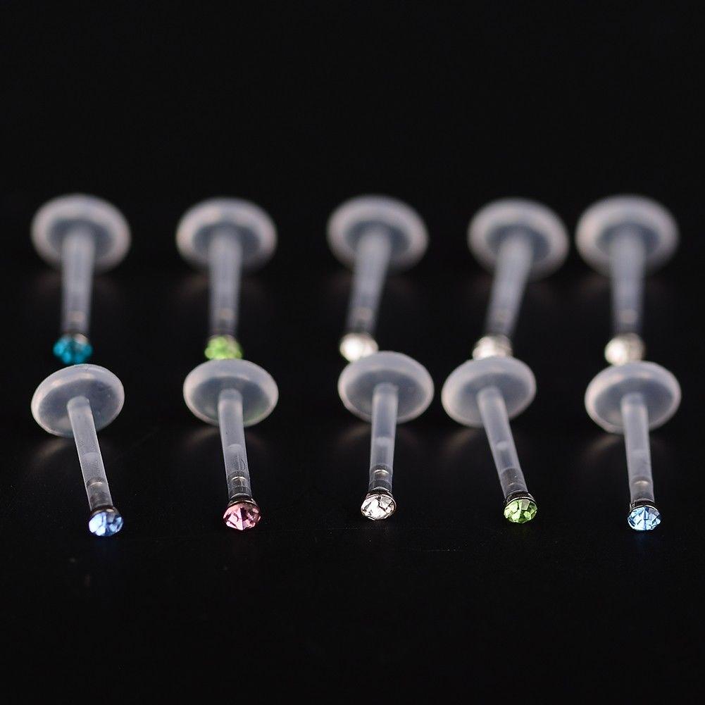 Акриловые серьги с кристаллом для пирсинга на лице и теле 5 шт