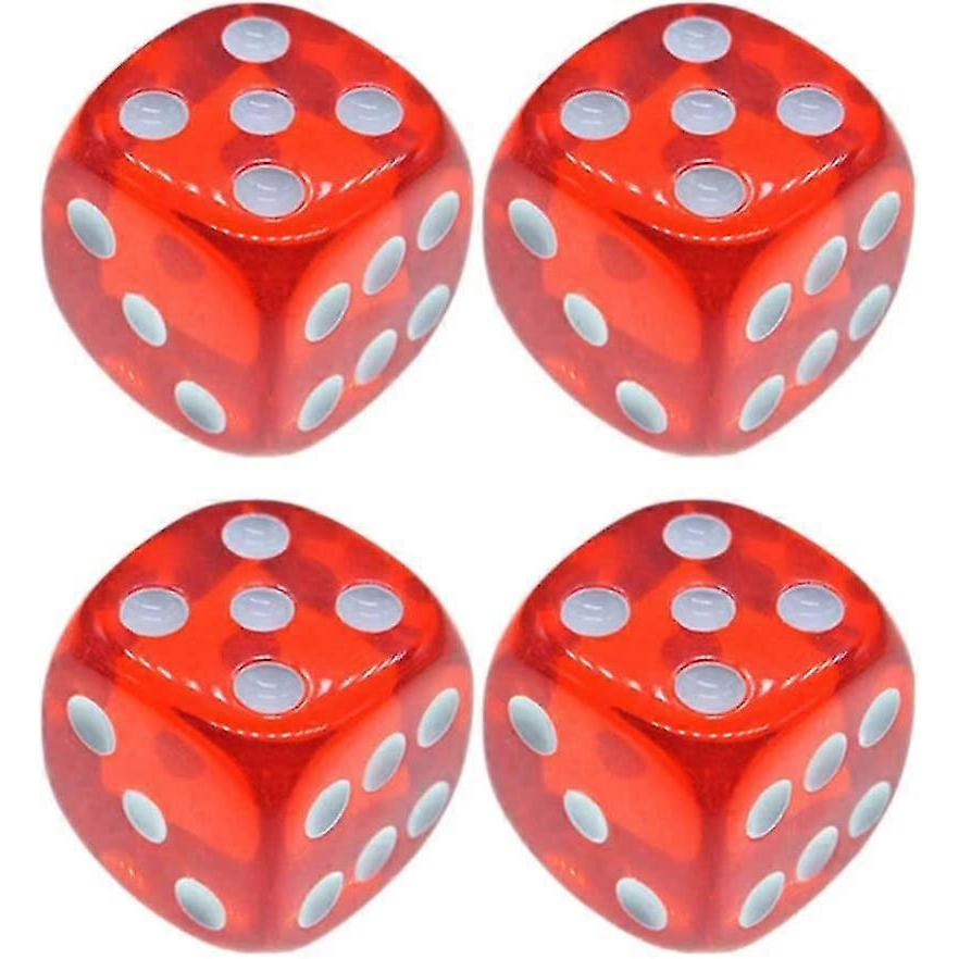 6 Sided Dice Set Dice Rounded Translucent Color Dice Board Game Teaching Math Dice Set (10 Pieces Red) Tw