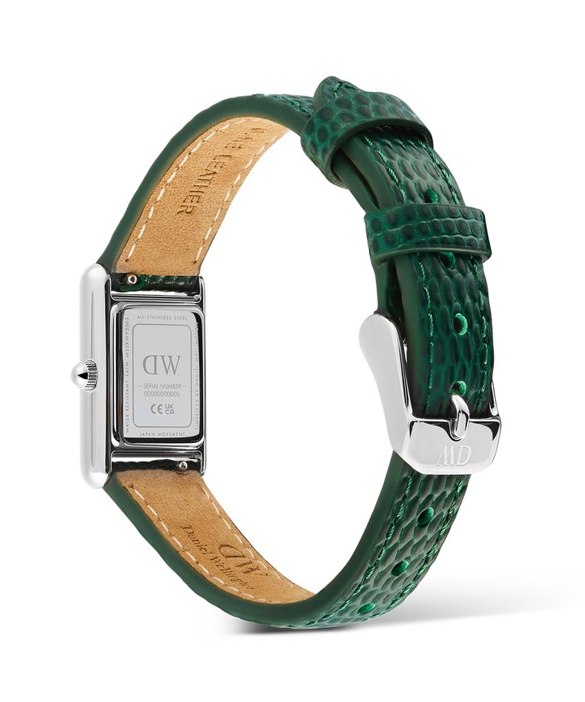 Danielwellingteon Bound Mini Green Lizard Silver Embossed Pattern Daily Watch