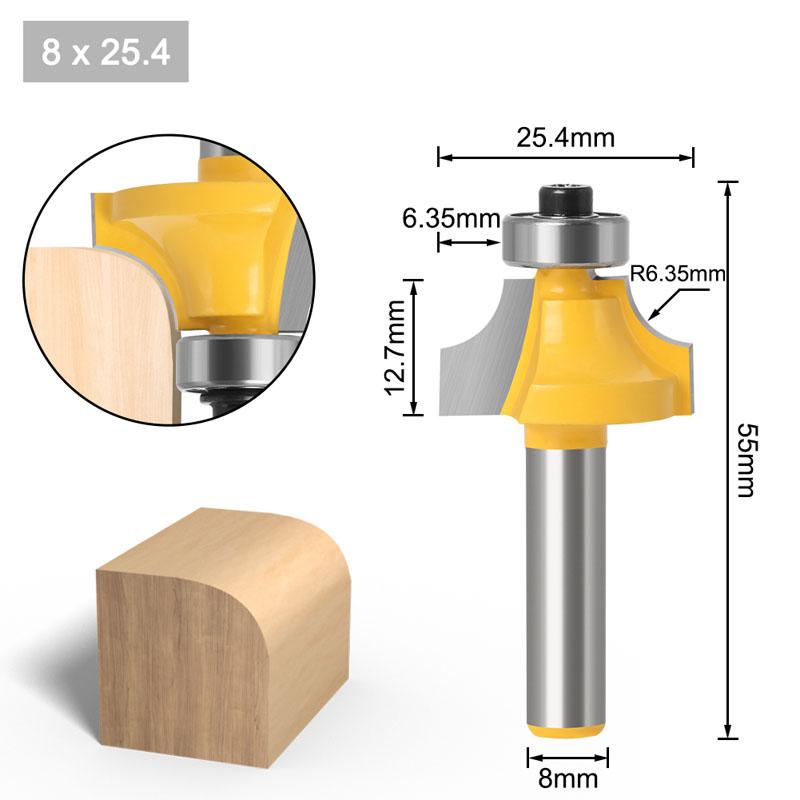 1PC 8mm Shank Corner Round Over Edging Wood Router Bit Large 2 Flute Corner Round Cove Box Bit Woodworking Tenon Cutter Tool