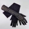 High Elasticity Mesh Gloves Transparent Leopard Print Gloves Personality Long Gloves  Evening Party