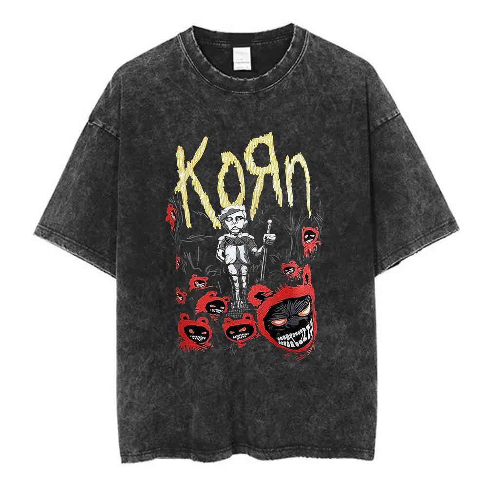 Korn Follow The Leader Got The Life Washed T Shirts Men Women Classic Metal Gothic Rock Band Tshirts Vintage Oversized Tshirt