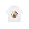 Oversized T-Shirt with Handprint-Doodle Turkey Fun Print – Colorful Cartoon Pattern Casual Top for Thanksgiving