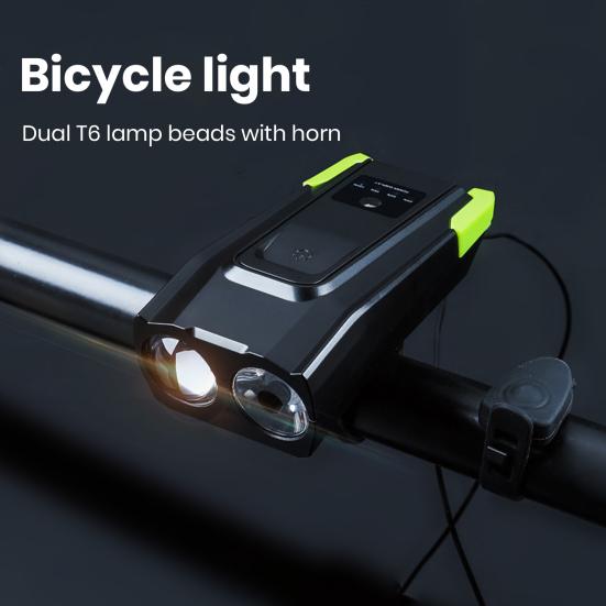 High Lumens Super Bright Bicycle Light with High Decibel Electric Horn Waterproof Rechargeable Simple Installation LED Bike Light