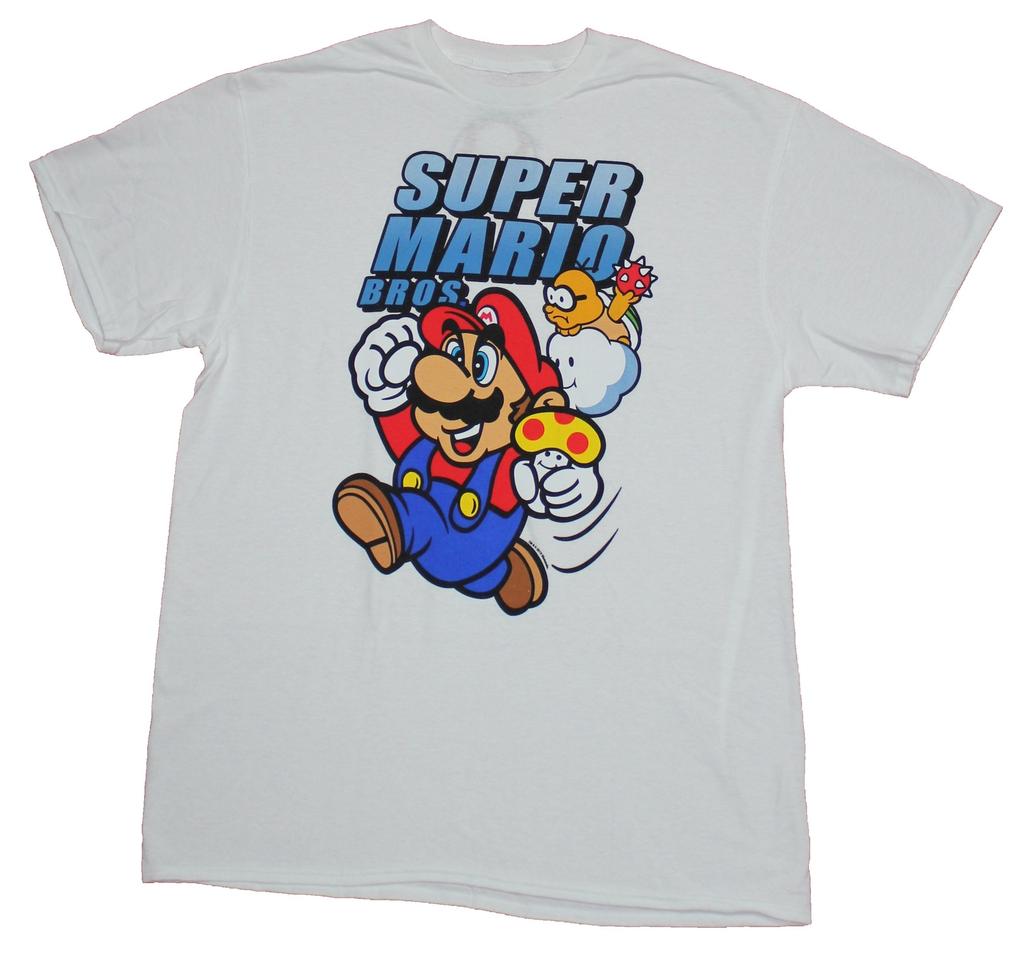 Super Mario Brothers Adult New T-Shirt - Running Mushroom Carrying Under Logo
