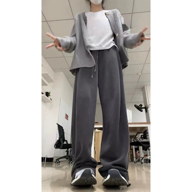 Женские мешковатые темно-серые спортивные штаны в стиле Харадзюку, уличная одежда, модные брюки с высокой талией, винтажные широкие брюки 2000-х годов, одежда 90-х годов