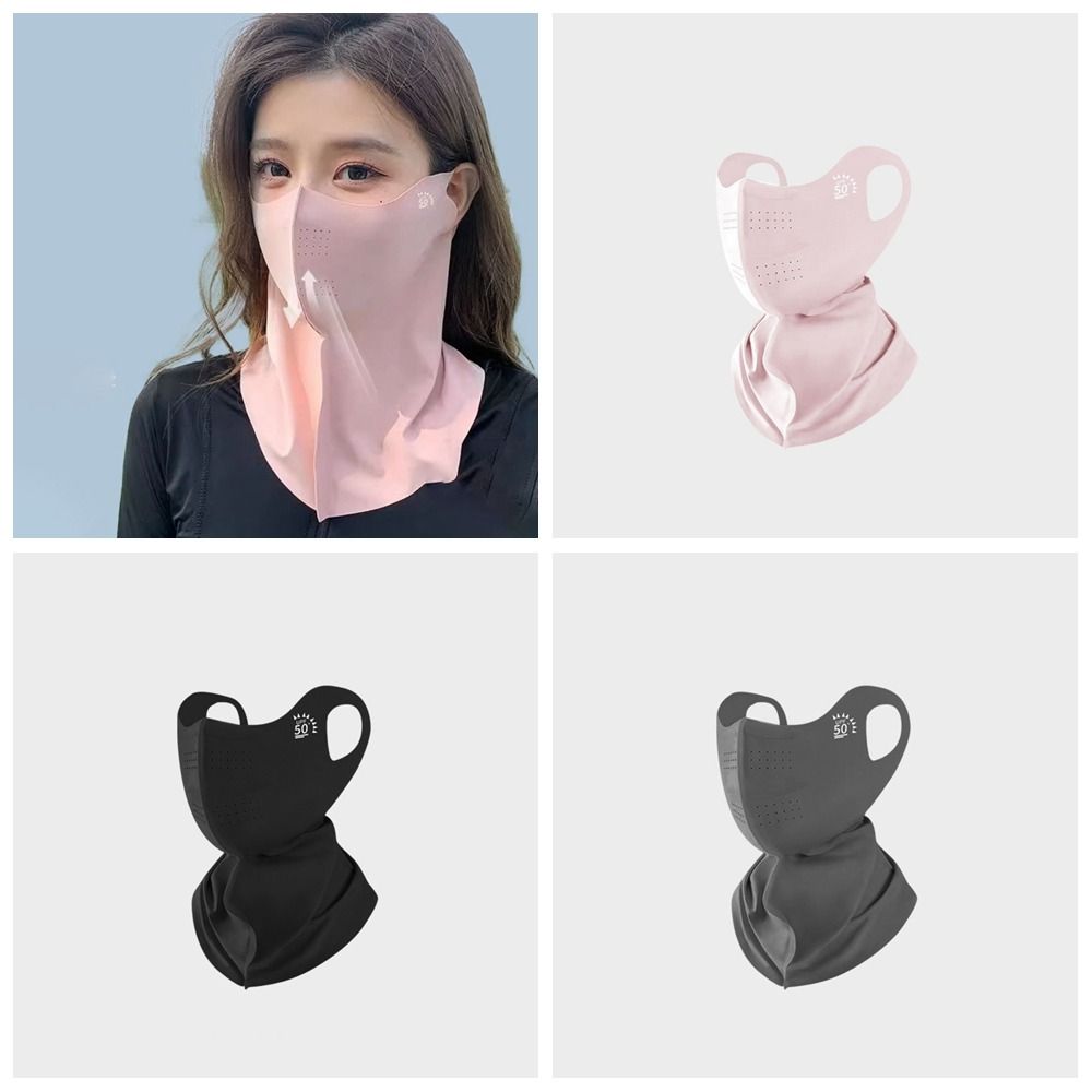 Summer Ice Silk Face Cover UPF 50+ Neck Wrap Cover Thin Full-Face Sunscreen Veil Unisex