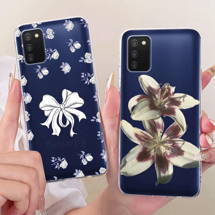 Чехол для Samsung Galaxy A03s A03 Core A03 Чехол для телефона SamsungA03 A 03 S Мягкий силикон ТПУ прозрачный Расписной цветок Fundas