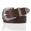 Ретро ПУ пояс с гравированной металлической пряжкой для стильного повседневного наряда