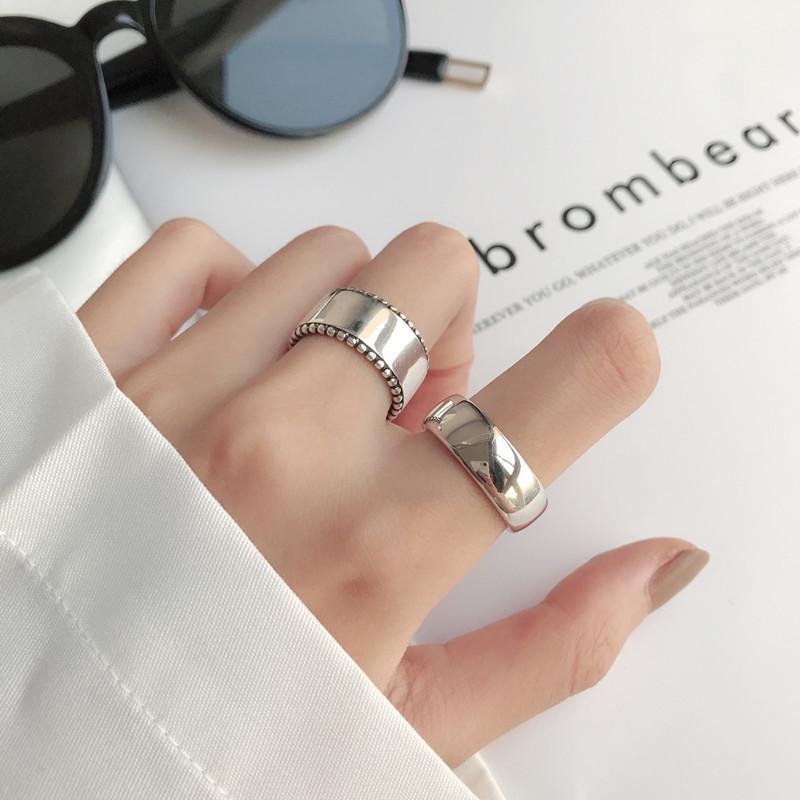 Stylish Adjustable Open Ring Pure Silver Fashionable Thick Band Unique Design